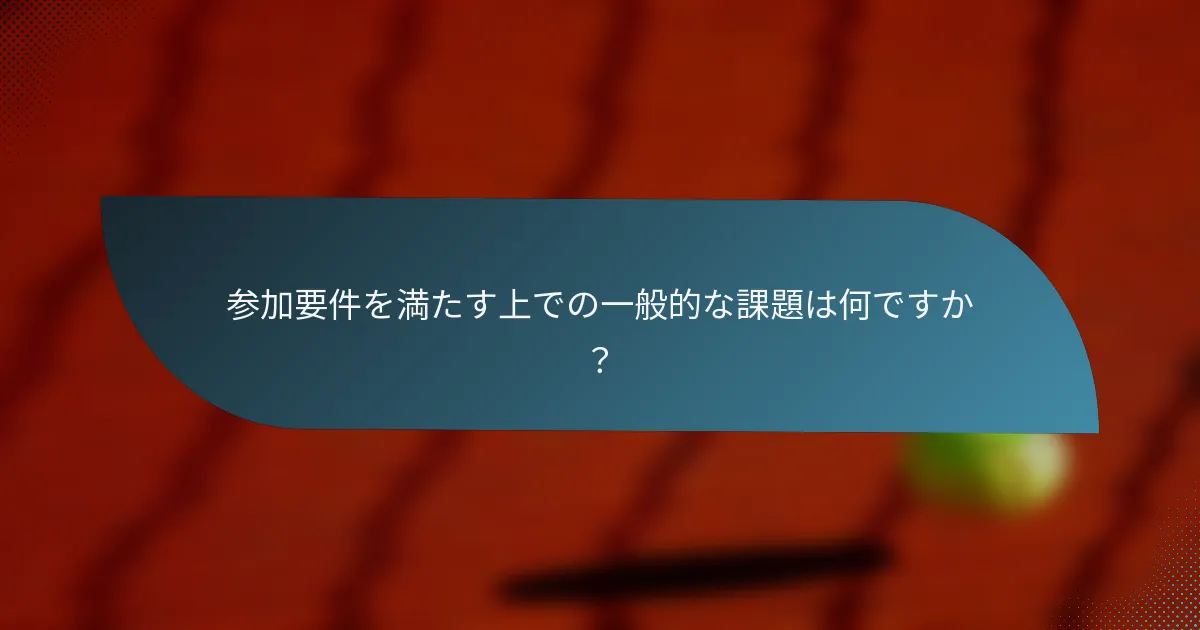 参加要件を満たす上での一般的な課題は何ですか?