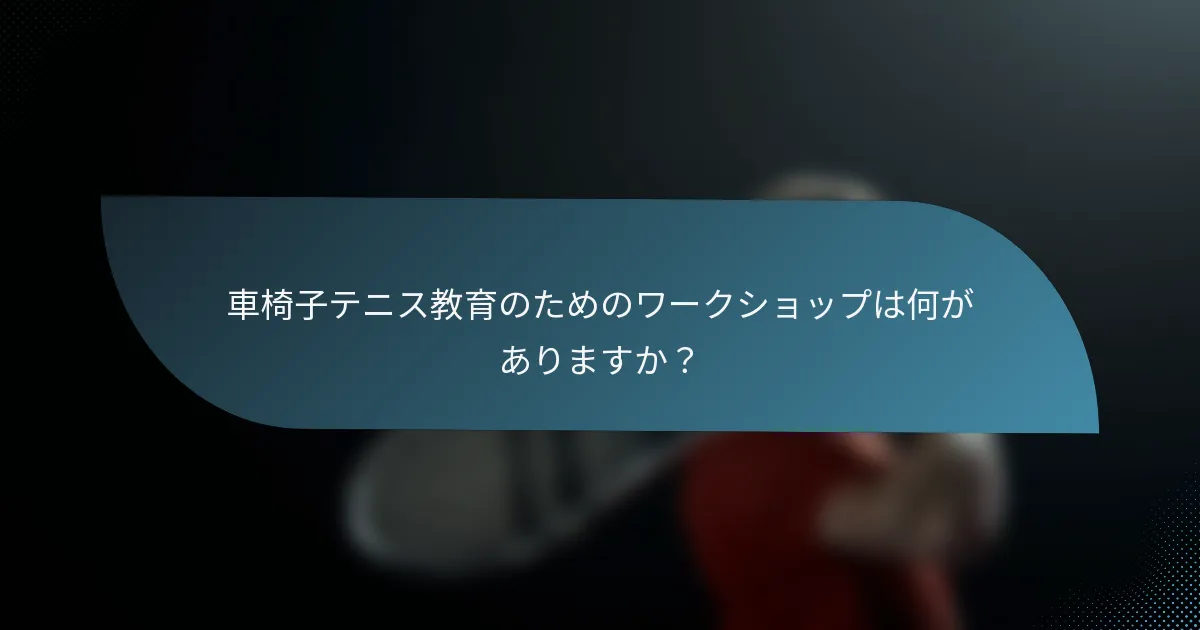 車椅子テニス教育のためのワークショップは何がありますか？