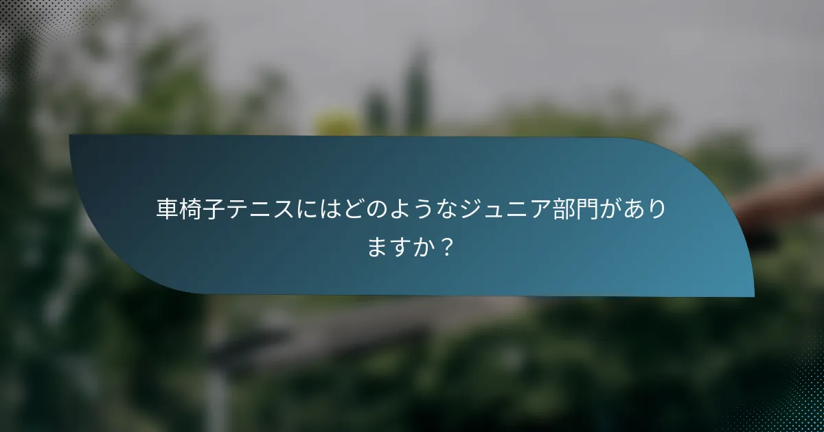 車椅子テニスにはどのようなジュニア部門がありますか？