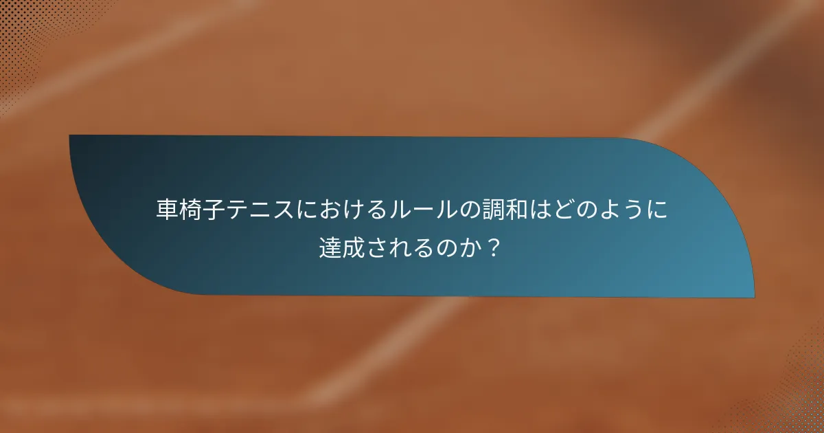 車椅子テニスにおけるルールの調和はどのように達成されるのか？