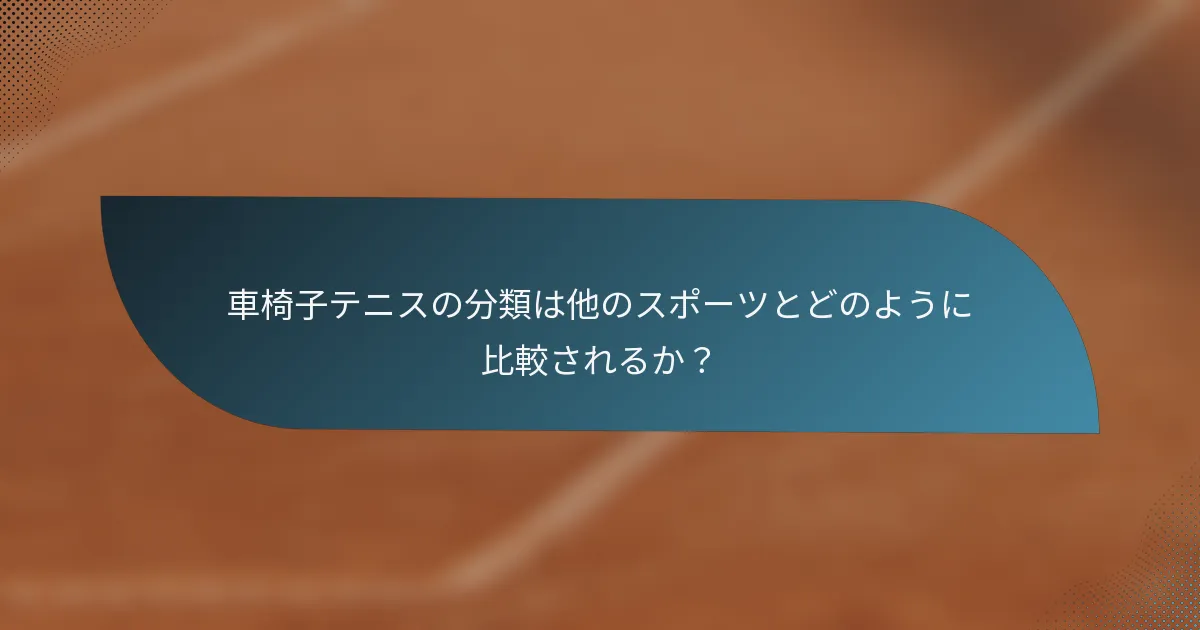 車椅子テニスの分類は他のスポーツとどのように比較されるか？