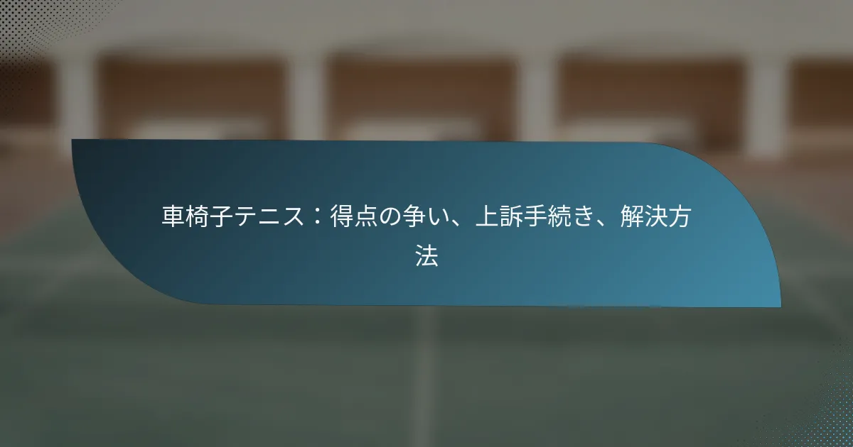 車椅子テニス：得点の争い、上訴手続き、解決方法