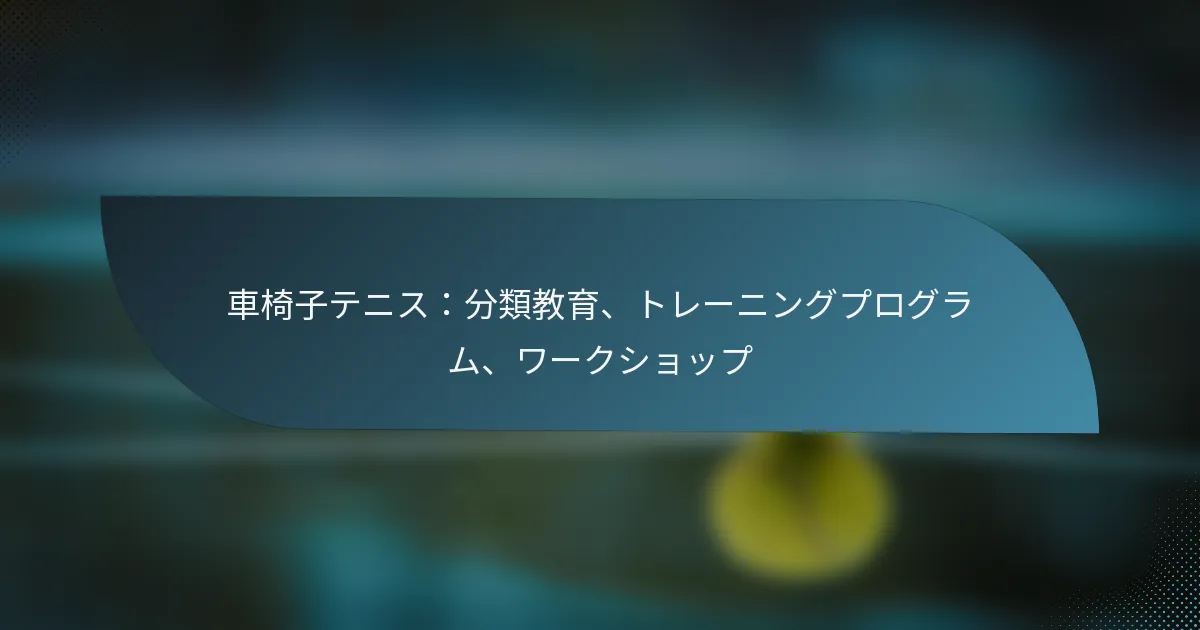 車椅子テニス：分類教育、トレーニングプログラム、ワークショップ