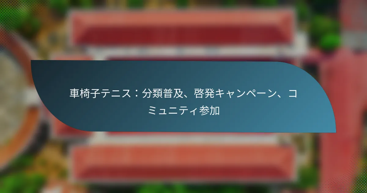 車椅子テニス：分類普及、啓発キャンペーン、コミュニティ参加