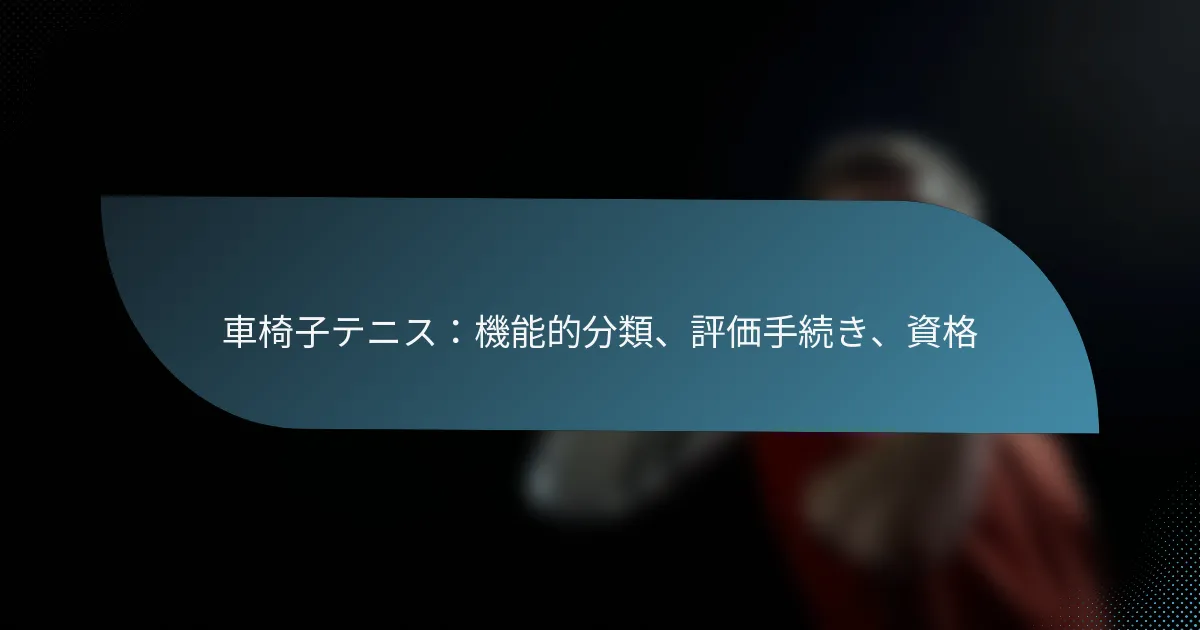 車椅子テニス：機能的分類、評価手続き、資格