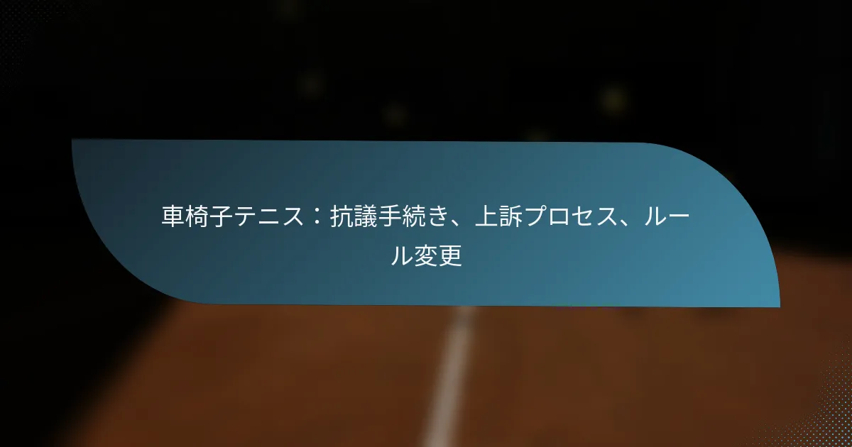 車椅子テニス：抗議手続き、上訴プロセス、ルール変更