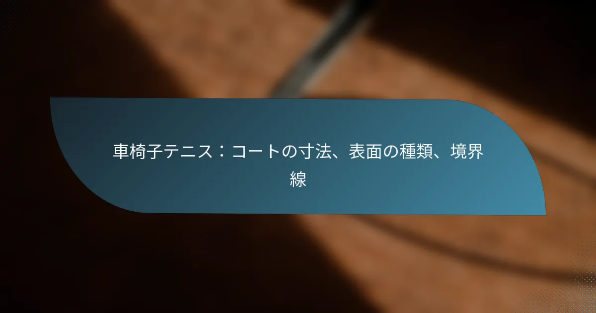 車椅子テニス：コートの寸法、表面の種類、境界線