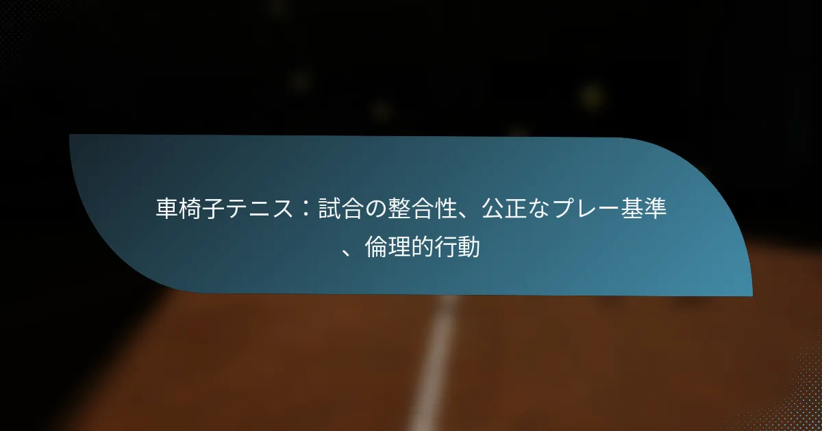 車椅子テニス：試合の整合性、公正なプレー基準、倫理的行動