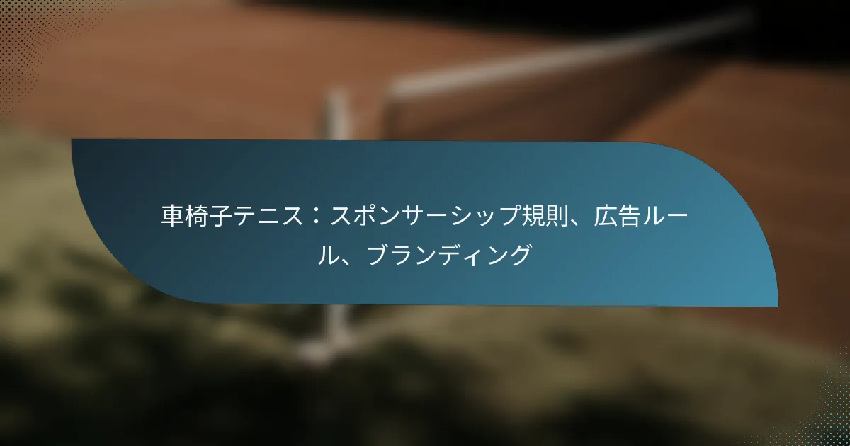 車椅子テニス：スポンサーシップ規則、広告ルール、ブランディング