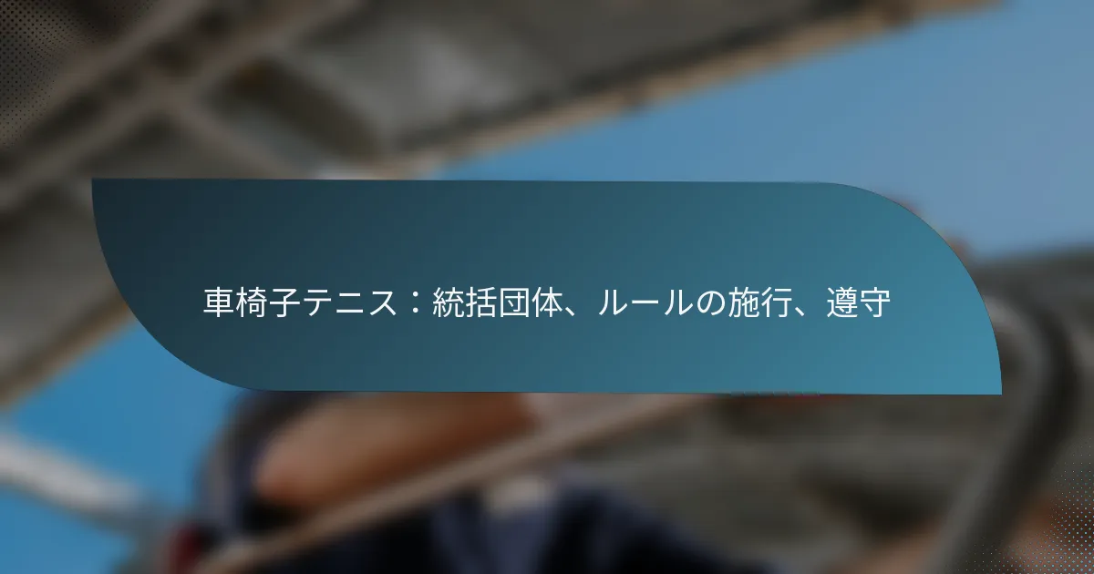 車椅子テニス：統括団体、ルールの施行、遵守